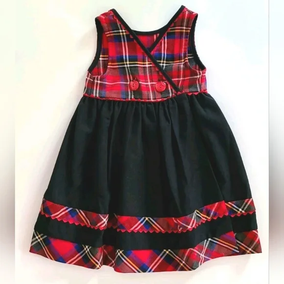 ~Vintage~RARE!! 80s/90s Disney Minnie Mouse Tartan Plaid Dress 3T  Christmas